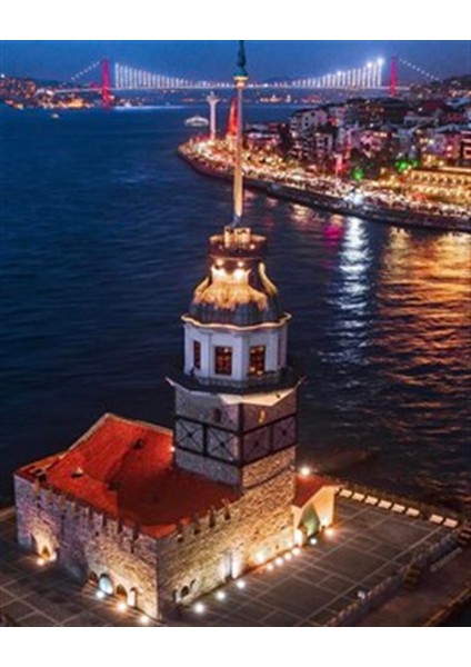 Muhteşem Kız Kulesi Manzarası Pixart Sanat Elmas Mozaik Tablo Diamond Türkiye 53 x 66 cm