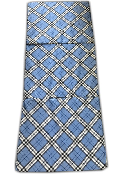 Katlanır Sünger Yatak (70 X 180 X 6Cm) Mavi Ekose Minder Yatak Fermuarlı