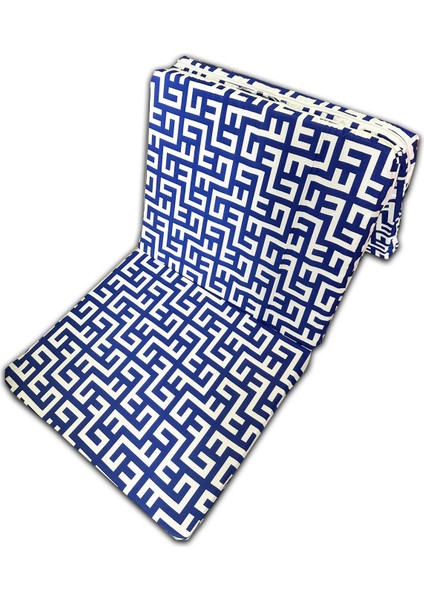 Katlanır Sünger Yatak (70 X 180 X 6Cm) Mavi Labirent Minder Yatak Fermuarlı