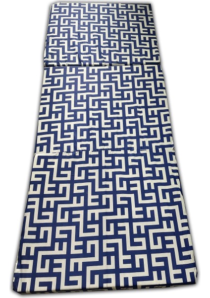 Katlanır Sünger Yatak (70 X 180 X 6Cm) Mavi Labirent Minder Yatak Fermuarlı