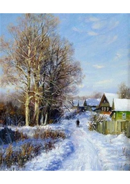 Karlı Köy Yolu Pixart Sanat Elmas Mozaik Tablo Diamond Türkiye 51 x 61 cm