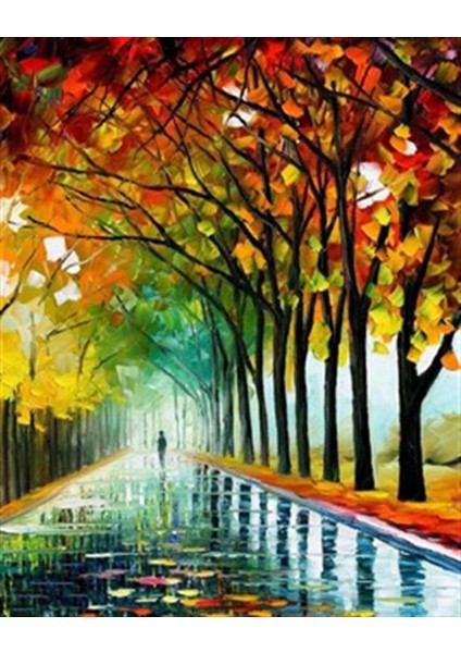 Leonid Afremov Ağaçlı Yol Pixart Sanat Elmas Mozaik Tablo Diamond Türkiye 40 x 50 cm