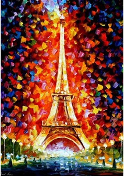 Leonid Afremov Tarzı Renkli Eyfel Pixart Sanat Elmas Mozaik Tablo Diamond Türkiye 36 x 51 cm