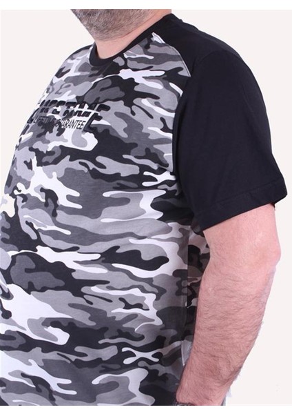 Büyük Beden Shoulder Line Camouflage Erkek Tişört 23147 Fume fiyatları