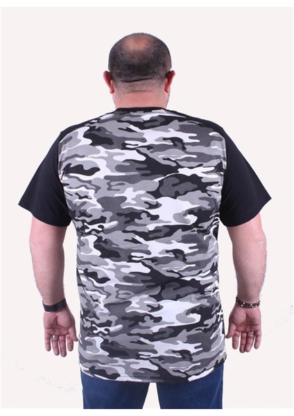 Büyük Beden Shoulder Line Camouflage Erkek Tişört 23147 Fume modelleri