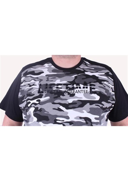 Büyük Beden Shoulder Line Camouflage Erkek Tişört 23147 Fume fırsatları