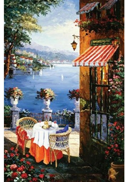 Cafenin Deniz Manzarası Pixart Sanat Elmas Mozaik Tablo Diamond Türkiye 46 x 71 cm