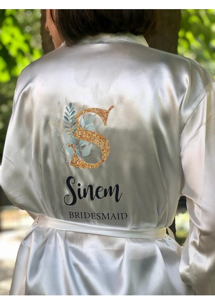 Bride Sabahlık Gelin Sabahlığı Nedime Sabahlık Maid Of Honor (Baskılı)