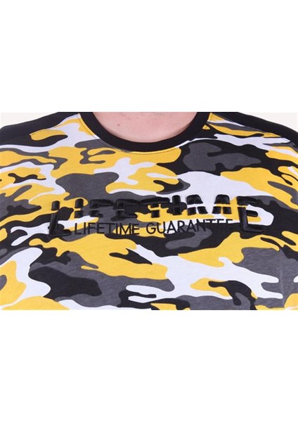 Büyük Beden Shoulder Line Camouflage Erkek Tişört 23147 Hardal fırsatları