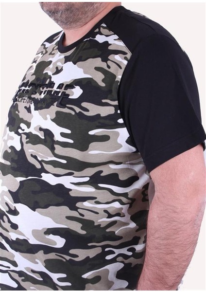 Büyük Beden Shoulder Line Camouflage Erkek Tişört 23147 Hakı fiyatları