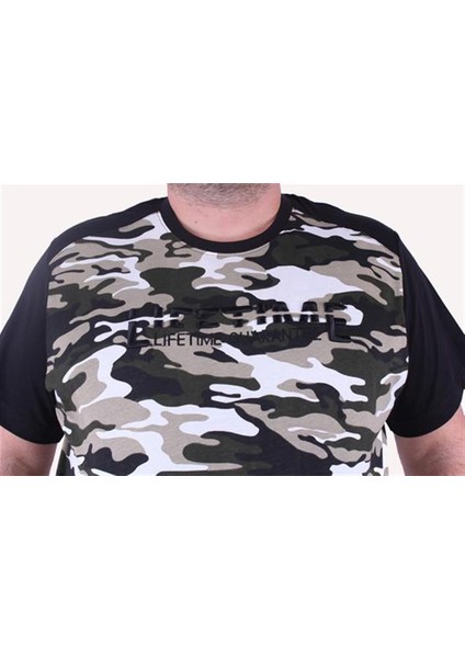 Büyük Beden Shoulder Line Camouflage Erkek Tişört 23147 Hakı modelleri