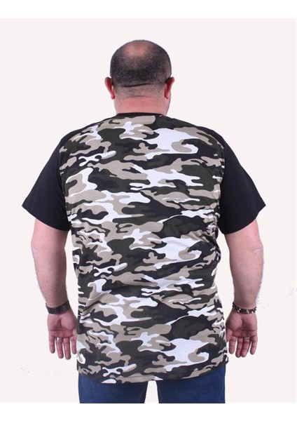 Büyük Beden Shoulder Line Camouflage Erkek Tişört 23147 Hakı fırsatları