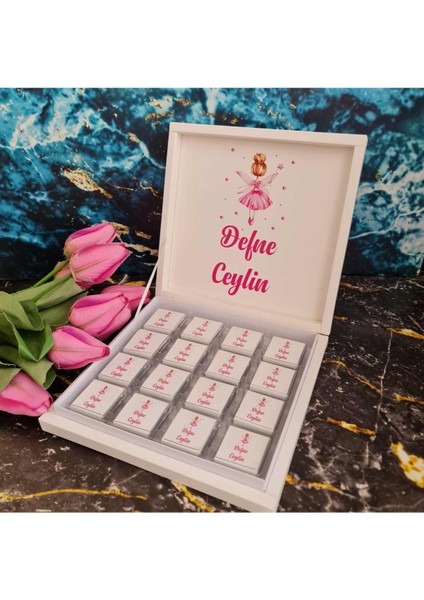 Karton Kutuda Madlen Etiket Baskılı Kişiselleştirilmiş Çikolata 48 Adet