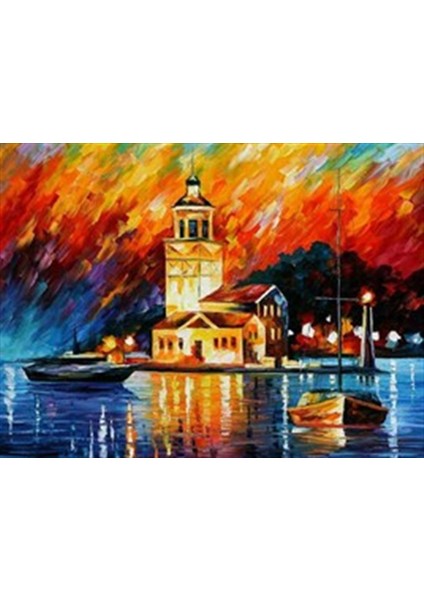 Leonid Afremov Kız Kulesi Pixart Sanat Elmas Mozaik Tablo Diamond Türkiye 60 x 45 cm
