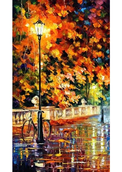 Leonid Afremov Lamba Altındaki Bisiklet Pixart Sanat Elmas Mozaik Tablo Diamond Türkiye 30 x 55 cm