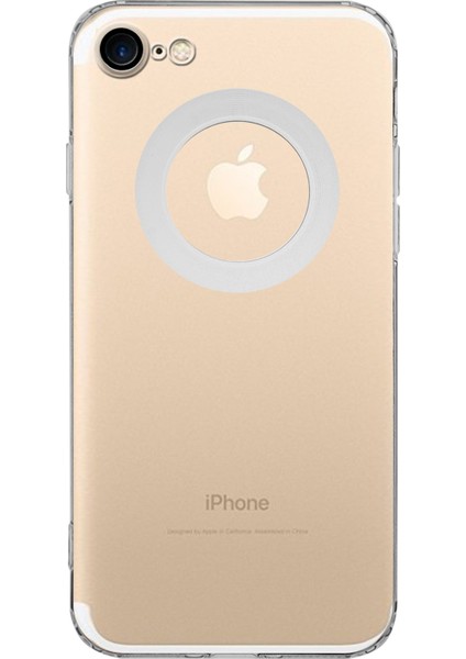 Caseworld Apple iPhone 7 ile Uyumlu Kapak Lens Koruması Kapalı Logo Kısmı Açık Şeffaf Silikon Kılıf