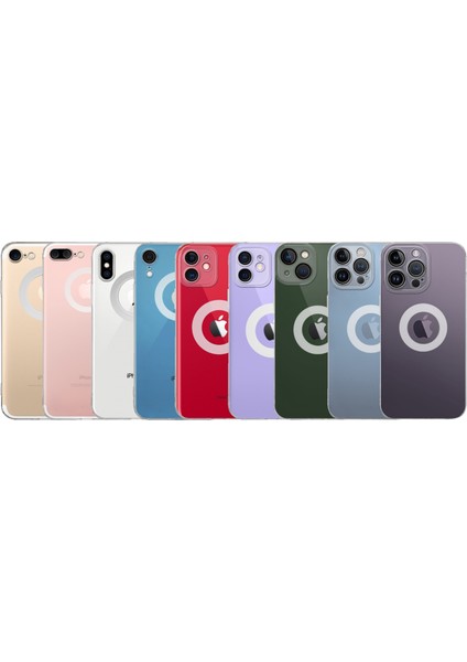 Caseworld Apple iPhone 7 ile Uyumlu Kapak Lens Koruması Kapalı Logo Kısmı Açık Şeffaf Silikon Kılıf