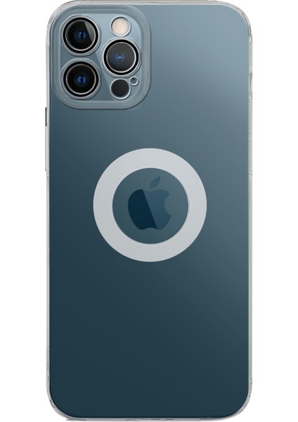 Caseworld Apple iPhone 12 Pro ile Uyumlu Kapak Lens Koruması Kapalı Logo Kısmı Açık Şeffaf Silikon Kılıf