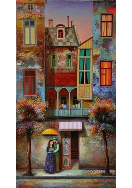 Evin Önündeki Çift Pixart Sanat Elmas Mozaik Tablo Diamond Türkiye 33 x 60 cm