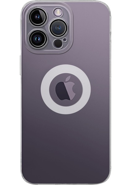 Caseworld Apple iPhone 14 Pro Max ile Uyumlu Kapak Lens Koruması Kapalı Logo Kısmı Açık Şeffaf Silikon Kılıf