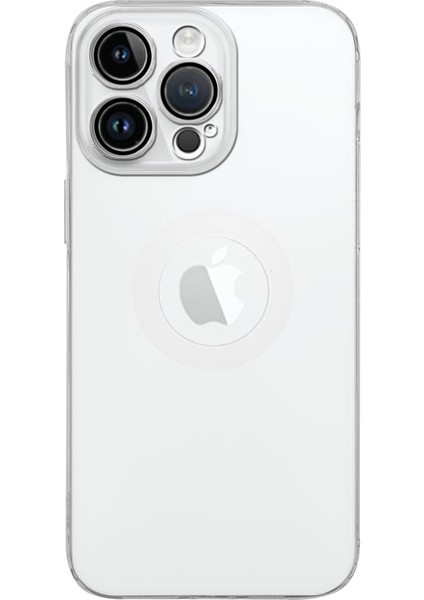 Caseworld Apple iPhone 14 Pro ile Uyumlu Kapak Lens Koruması Kapalı Logo Kısmı Açık Şeffaf Silikon Kılıf