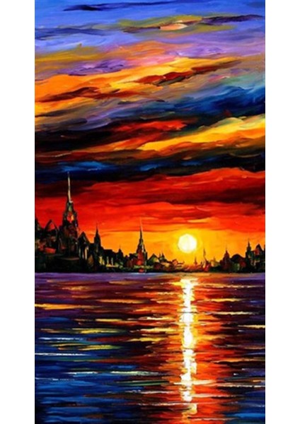 Leonid Afremov Gün Sonu Pixart Sanat Elmas Mozaik Tablo Diamond Türkiye 30 x 55 cm