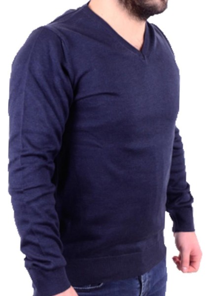 3622 Lacivert V Yaka Erkek Kazak modelleri