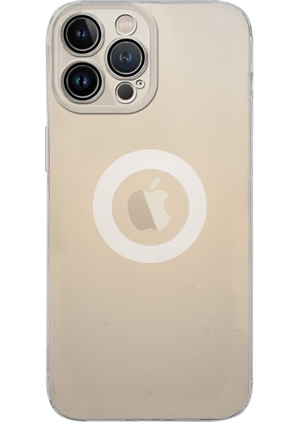 Apple iPhone 13 Pro Max ile Uyumlu Kapak Lens Koruması Kapalı Logo Kısmı Açık Şeffaf Silikon Kılıf
