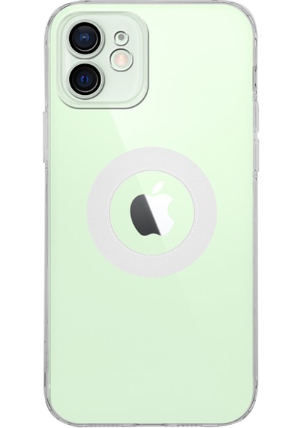 Apple iPhone 12 ile Uyumlu Kapak Lens Koruması Kapalı Logo Kısmı Açık Şeffaf Silikon Kılıf