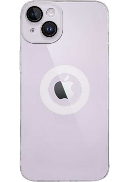 Apple iPhone 14 Plus ile Uyumlu Kapak Lens Koruması Kapalı Logo Kısmı Açık Şeffaf Silikon Kılıf