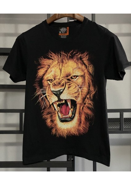 Erkek Aslan Baskılı T-Shirt