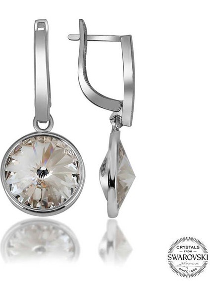 Swarovski Crystal Taşlı Gümüş Beyaz Sallantılı Kadın Küpe