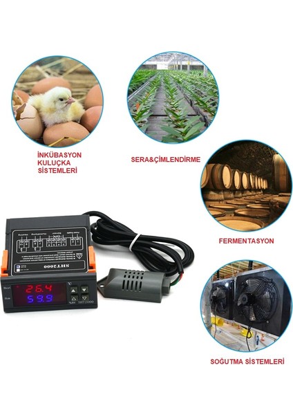 Sht2000 220V 10A Isı Ve Nem Kontrolörü