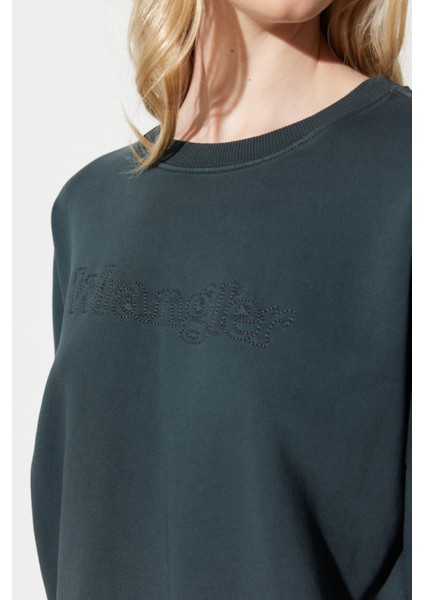 Loose Fit Rahat Kesim %100 Pamuk Bisiklet Yaka Siyah Sweatshirt indirimleri