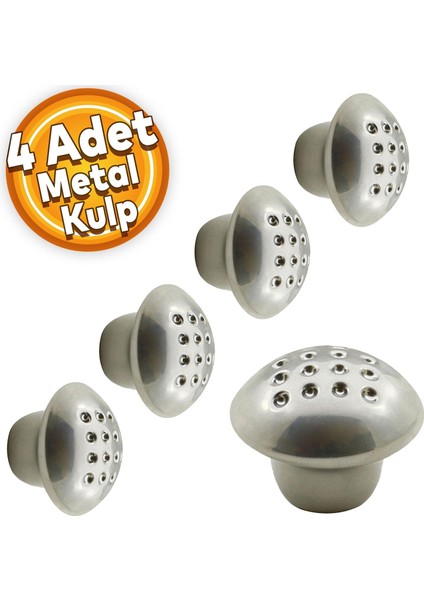 Noktalı Mantar Düğme Kulp Çekmece Dolap Kapak Kulpu Kulbu Krom (4 Adet)
