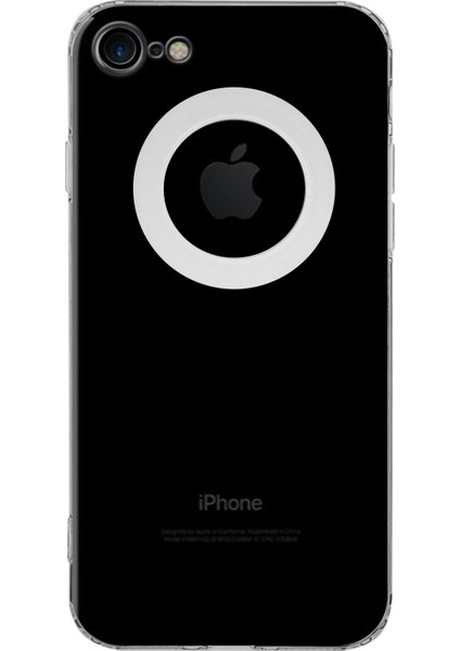 Apple iPhone 8 ile Uyumlu Kapak Lens Koruması Kapalı Logo Kısmı Açık Şeffaf Silikon Kılıf