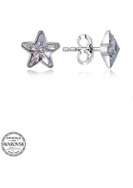 Swarovski Crystal Taşlı Gümüş Yıldız Çivili Kadın Küpe