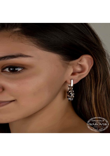 Swarovski Crystal Taşlı Gümüş Salkım Sallantılı Çivili Kadın Küpe fiyatları