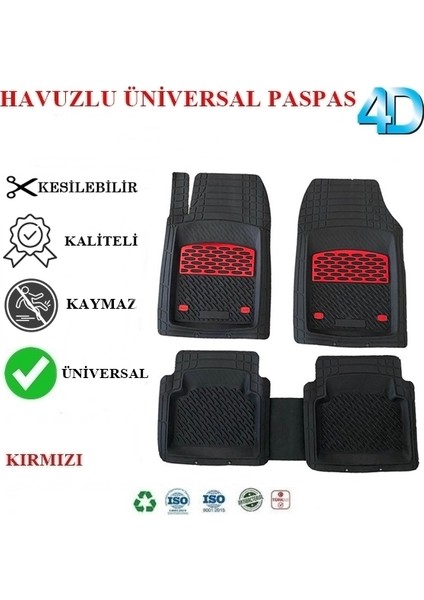 Seat Cordoba Sedan 2008 4d Havuzlu Universal Paspas Kırmızı