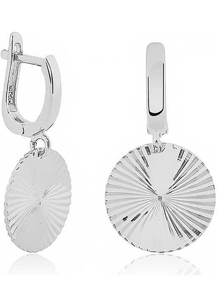 Gümüş Desenli Rodyum Pul Küpe