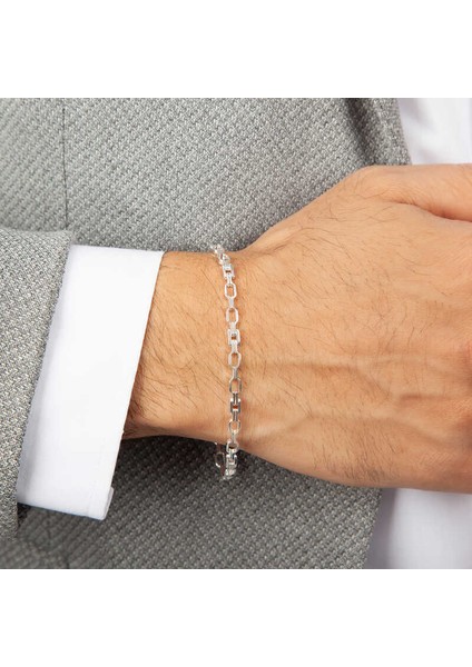 ​Gümüş Parçalı Erkek Bileklik