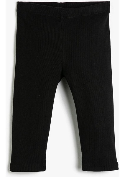 Pamuklu Tayt Basic Capri BoyFitilli Beli Lastikli