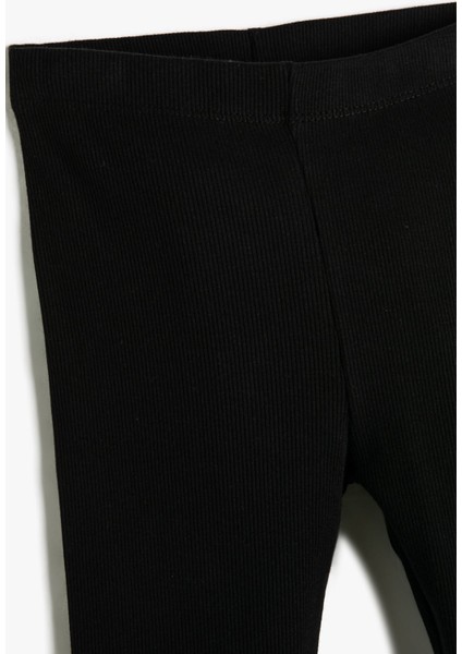 Pamuklu Tayt Basic Capri BoyFitilli Beli Lastikli