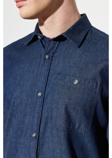 Wrangler Regular Fit Normal Kesim %100 Pamuk Koyu Mavi Uzun Kollu Gömlek indirimleri