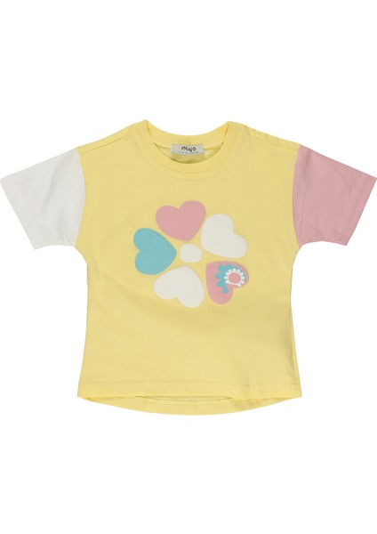 Kız Bebek Çiçek Desen Baskılı T-Shirt