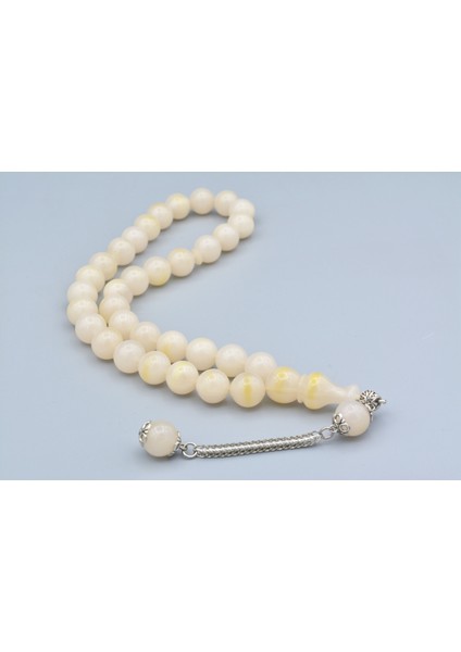 Gümüş Kaplama Kamçılı Küre Kesim Beyaz Katalin Tesbih Iri Boy