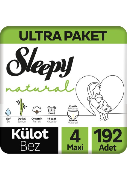 Natural Ultra Paket Külot Bez 4 Numara Maxi 192 Adet