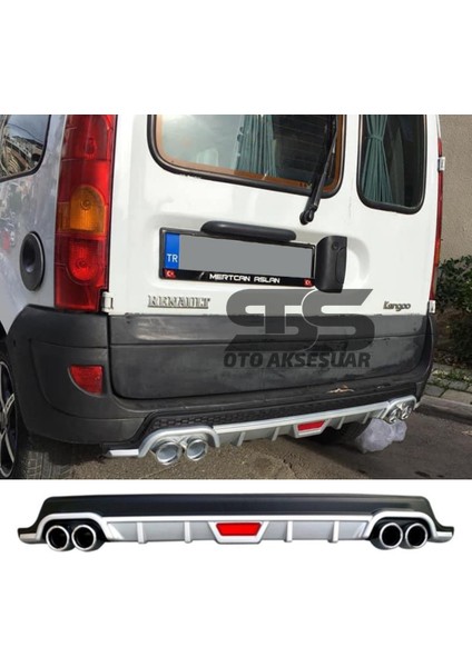 Renault Kangoo Difüzör Arka Tampon Eki 4 Egzoz Çıkışlı Gri Tip