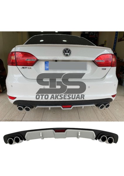 Volkswagen Jetta Mk6 Difüzör Arka Tampon Eki 4 Egzoz Çıkışlı Gri