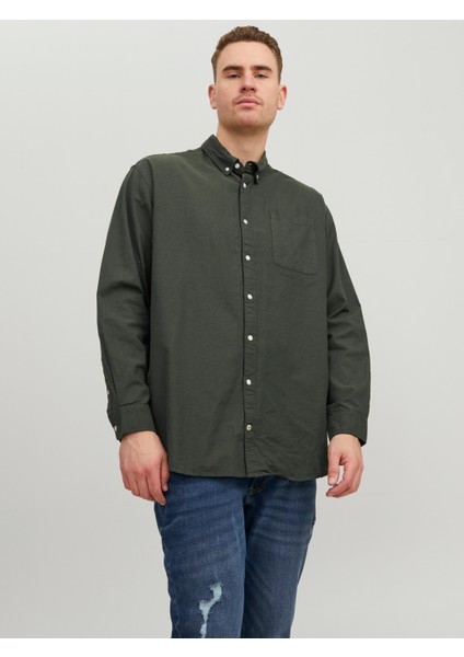 Büyük Beden Haki Erkek Gömlek 12190444
